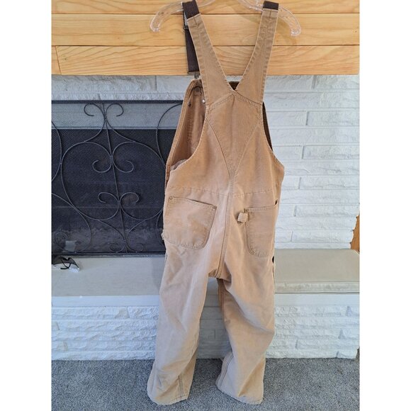 Vintage Carhartt Mens Canvas Quilt-Lined Bib Overalls Beige 36x30 Gorpcore - Picture 5 of 9
